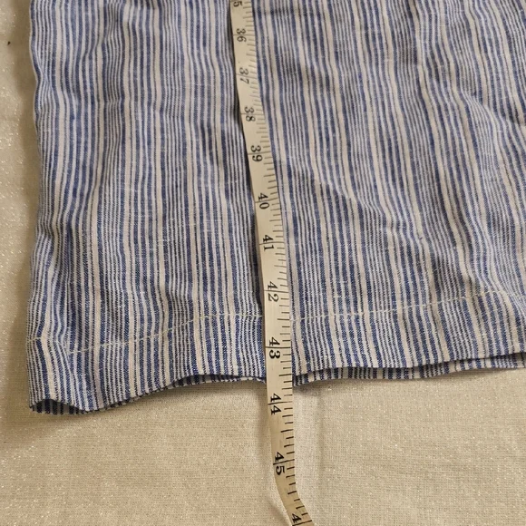 Anthropologie Elevenses Wide-Leg Pants in Light Blue and White Linen Size 6 - Picture 11 of 16